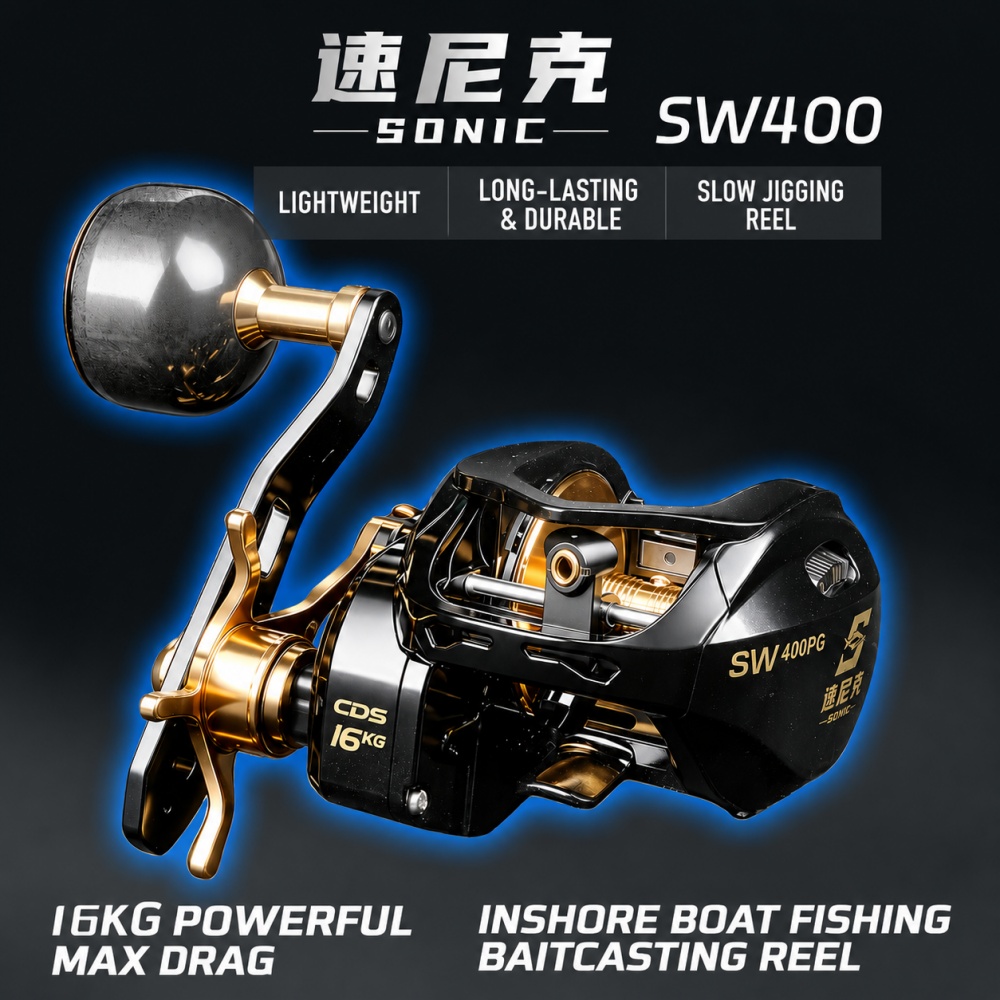 Fishing Boat Anchor - Saltwater Jigging Baitcasting Reel 16kg Drag
