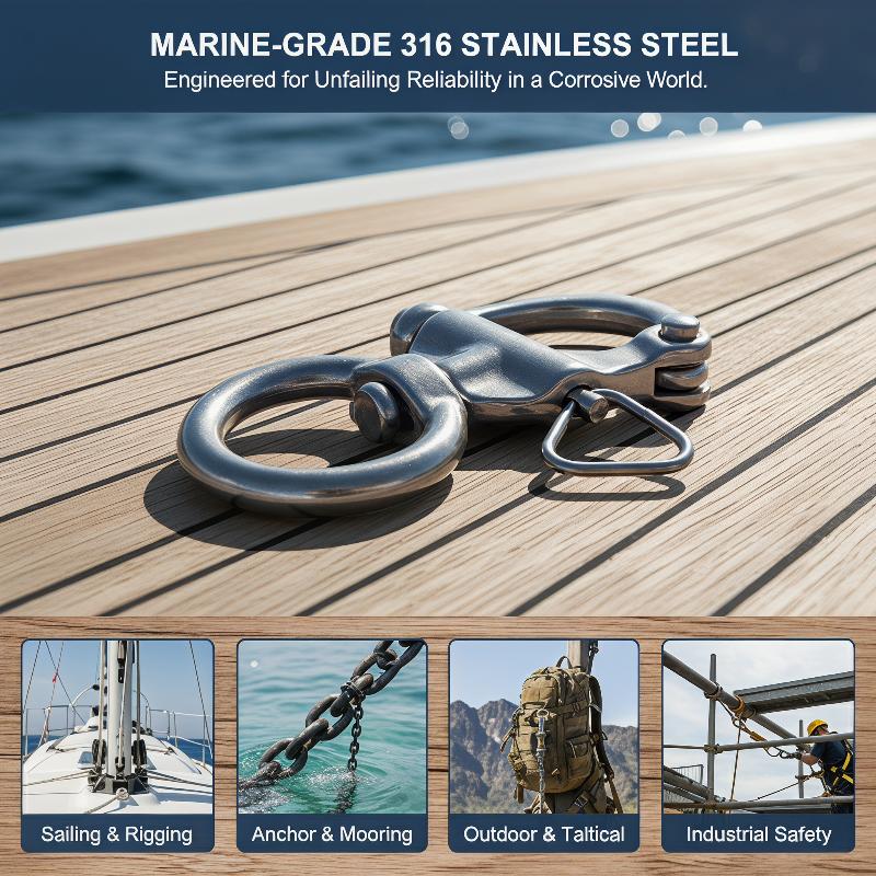 Marine Swivel Snap Shackle 316 - Fishing Boat Paddle ulasan dan harga